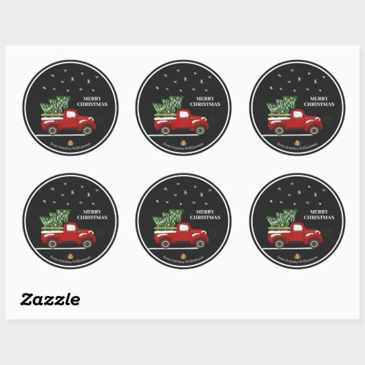 Persoonlijke kersttruckers ronde sticker (Vel)