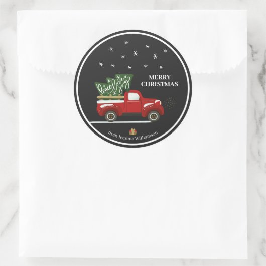 Persoonlijke kersttruckers ronde sticker (Tas)
