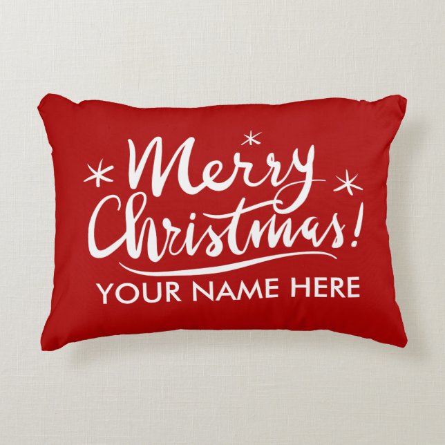 Persoonlijke kersttypografie, klein rood decoratief kussen (Voorkant)