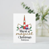 Persoonlijke kerstunicorn briefkaart (Staand voorkant)