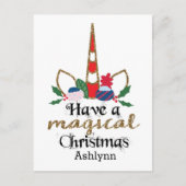 Persoonlijke kerstunicorn briefkaart (Voorkant)