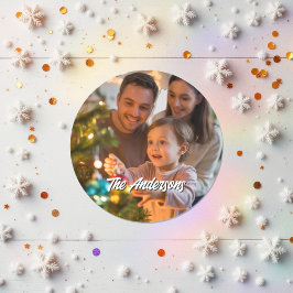 Persoonlijke Kerstvakantie Aangepaste Familie Foto Ronde Sticker