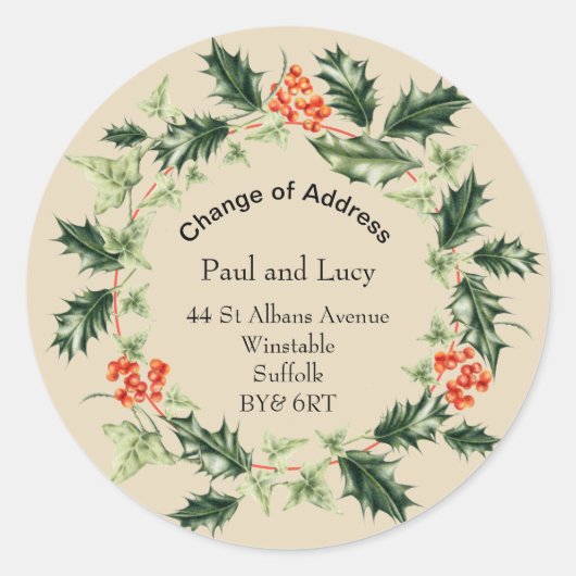 Persoonlijke kerstverandering in adres ronde sticker (Voorkant)
