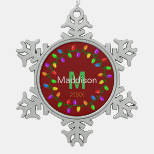 Persoonlijke kerstverlichting tin sneeuwvlok ornament