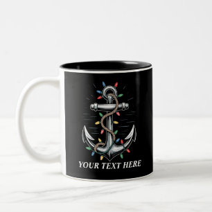 Persoonlijke Kerstverlichting Zeilen Boot  Tweekleurige Koffiemok