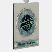 Persoonlijke kerstversiering #1 Hockey Dad Verzilverd Banner Ornament (Rechts)