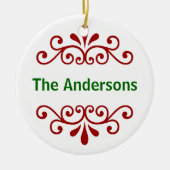 Persoonlijke kerstversiering in het rood keramisch ornament (Voorkant)