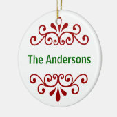 Persoonlijke kerstversiering in het rood keramisch ornament (Links)