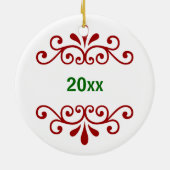 Persoonlijke kerstversiering in het rood keramisch ornament (Achterkant)