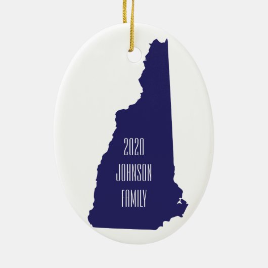 Persoonlijke kerstversiering in New Hampshire Keramisch Ornament (Achterkant)