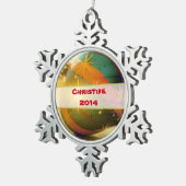 Persoonlijke kerstversiering in Teardrop Tin Sneeuwvlok Ornament (Rechts)