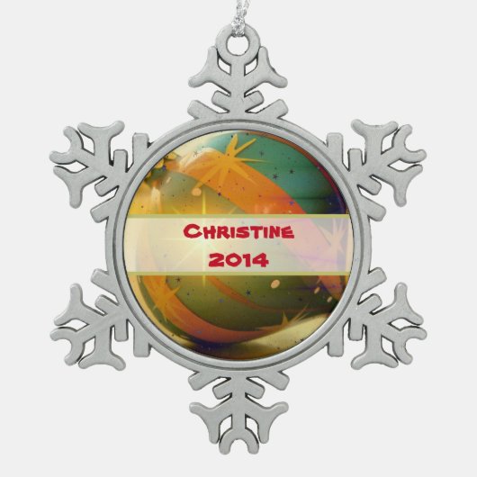 Persoonlijke kerstversiering in Teardrop Tin Sneeuwvlok Ornament (Voorkant)