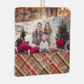 Persoonlijke kerstversiering met één foto Merry Keramisch Ornament (Rechts)
