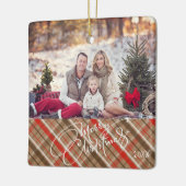 Persoonlijke kerstversiering met één foto Merry Keramisch Ornament (Links)