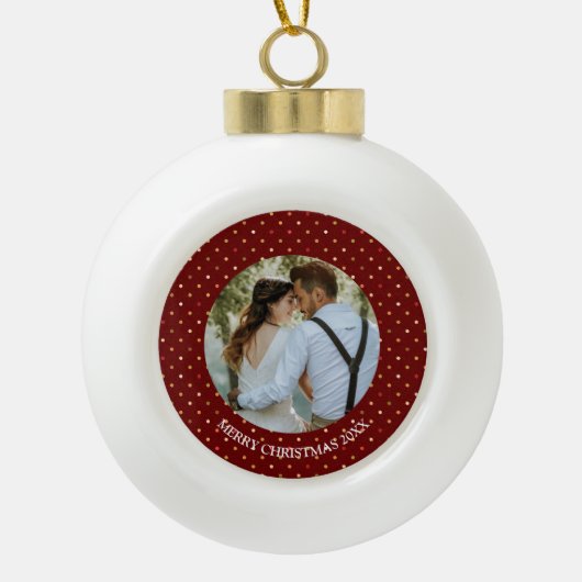 Persoonlijke kerstversiering met fotokeramiek keramische bal ornament (Voorkant)
