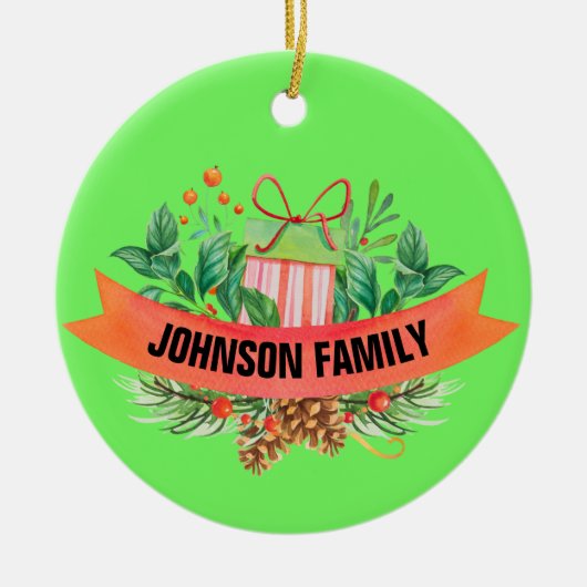 Persoonlijke kerstversiering met foto's keramisch ornament (Voorkant)