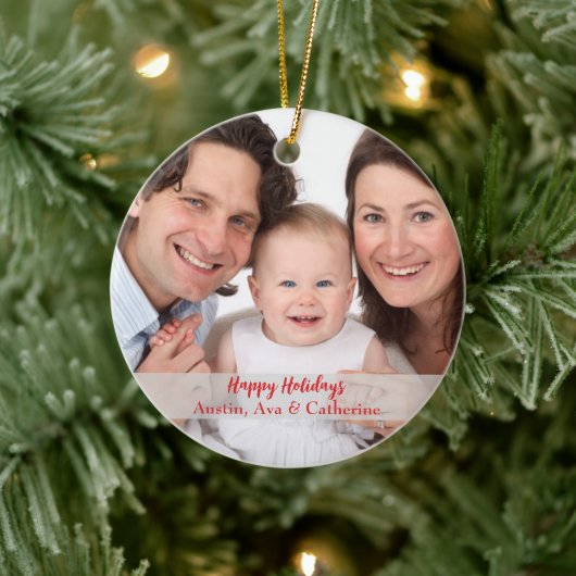 Persoonlijke kerstversiering met foto's met tekst keramisch ornament (Boom)