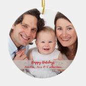 Persoonlijke kerstversiering met foto's met tekst keramisch ornament (Voorkant)