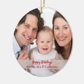 Persoonlijke kerstversiering met foto's met tekst keramisch ornament (Links)