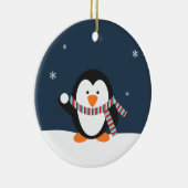 Persoonlijke kerstversiering met pinguïn keramisch ornament (Rechts)