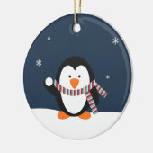 Persoonlijke kerstversiering met pinguïn keramisch ornament (Links)