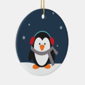 Persoonlijke kerstversiering met pinguïn keramisch ornament (Rechts)
