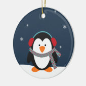 Persoonlijke kerstversiering met pinguïn keramisch ornament (Links)