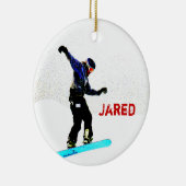 Persoonlijke kerstversiering met Snowboarding Keramisch Ornament (Rechts)