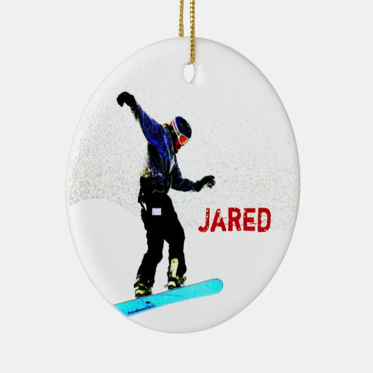 Persoonlijke kerstversiering met Snowboarding Keramisch Ornament (Rechts)