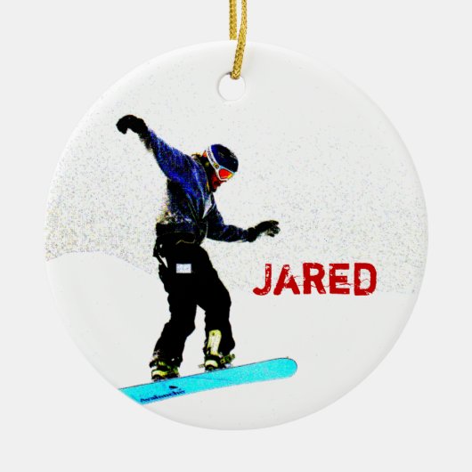 Persoonlijke kerstversiering met Snowboarding Keramisch Ornament (Voorkant)
