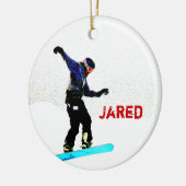 Persoonlijke kerstversiering met Snowboarding Keramisch Ornament (Links)