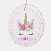 Persoonlijke kerstversiering met Unicorn voor meis Keramisch Ornament (Links)