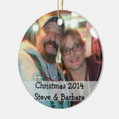 Persoonlijke kerstversiering op foto's keramisch ornament (Links)