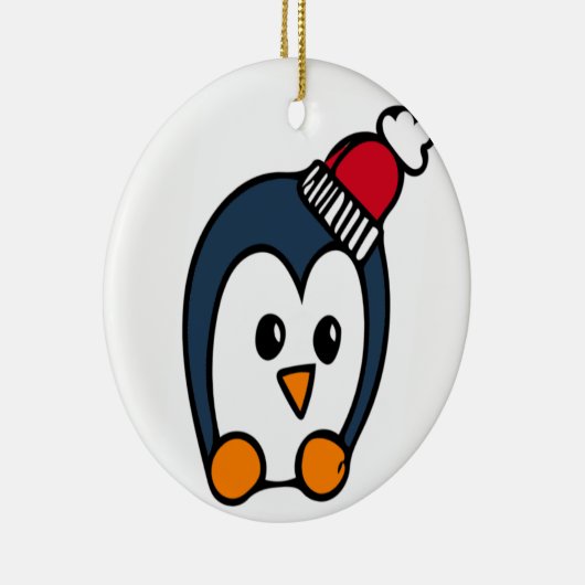 Persoonlijke kerstversiering - Penguin Keramisch Ornament (Rechts)
