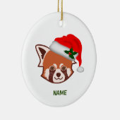 Persoonlijke kerstversiering "Santa Red Panda" Keramisch Ornament (Rechts)