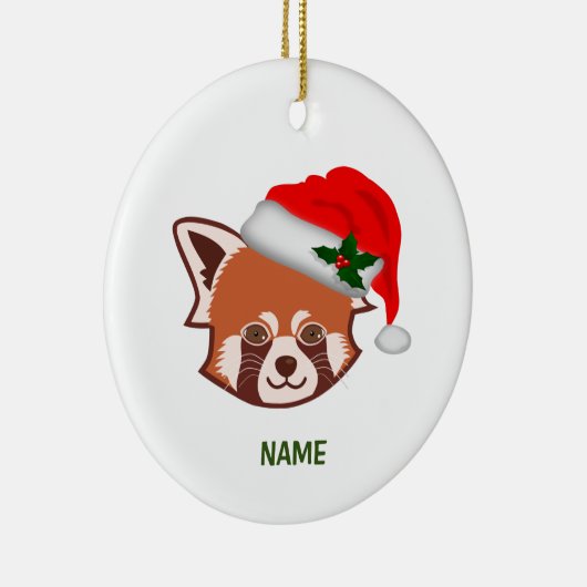 Persoonlijke kerstversiering "Santa Red Panda" Keramisch Ornament (Rechts)
