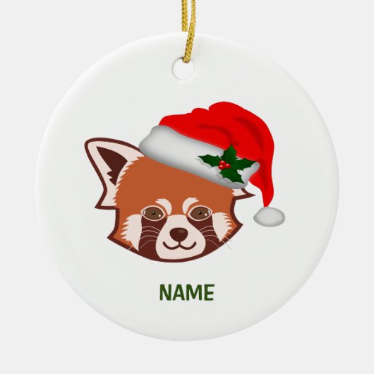 Persoonlijke kerstversiering "Santa Red Panda" Keramisch Ornament (Voorkant)