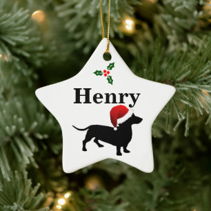 Persoonlijke kerstversiering van Dachshund Dog Keramisch Ornament