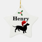 Persoonlijke kerstversiering van Dachshund Dog Keramisch Ornament (Voorkant)