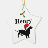 Persoonlijke kerstversiering van Dachshund Dog Keramisch Ornament (Links)