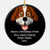 Persoonlijke kerstversiering van een hond keramisch ornament (Achterkant)