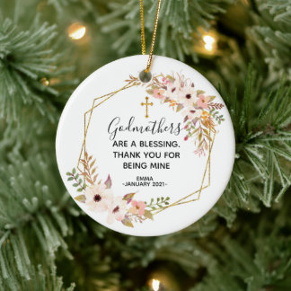 Persoonlijke kerstversiering van Floral Godmoeder Keramisch Ornament