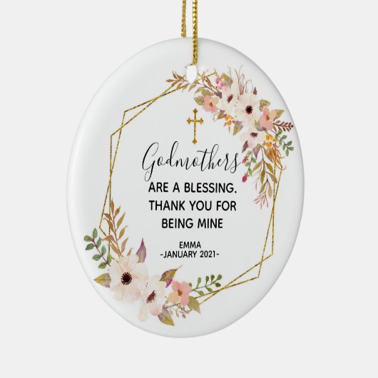 Persoonlijke kerstversiering van Floral Godmoeder Keramisch Ornament (Rechts)