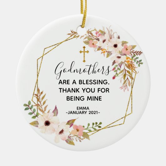 Persoonlijke kerstversiering van Floral Godmoeder Keramisch Ornament (Voorkant)