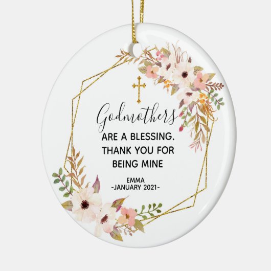 Persoonlijke kerstversiering van Floral Godmoeder Keramisch Ornament (Links)