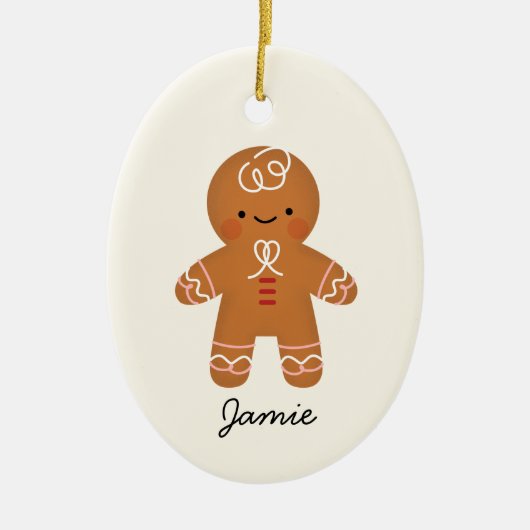 Persoonlijke kerstversiering van het ontbijt Ginge Keramisch Ornament (Voorkant)