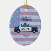 Persoonlijke kerstversiering van politieauto's keramisch ornament (Rechts)