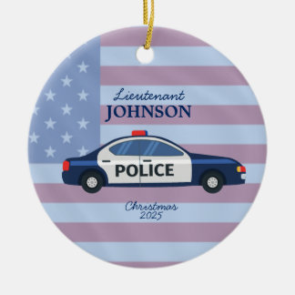 Persoonlijke kerstversiering van politieauto's keramisch ornament