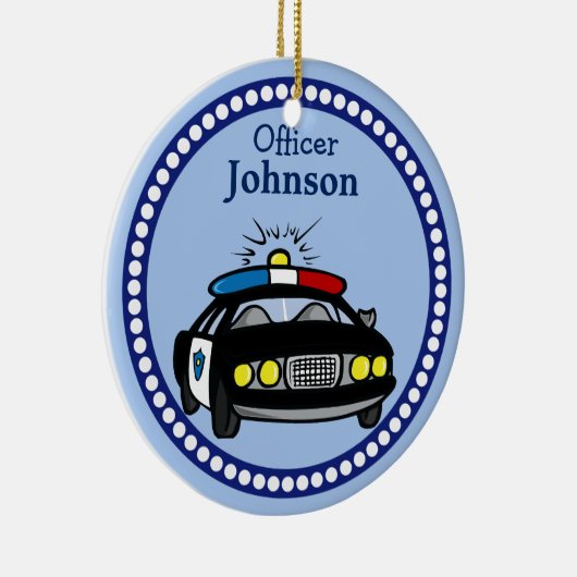 Persoonlijke kerstversiering van politieauto's keramisch ornament (Rechts)