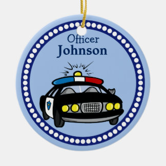 Persoonlijke kerstversiering van politieauto's keramisch ornament